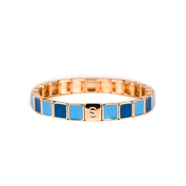 BRACELET CARRE Serti Multi Bleu